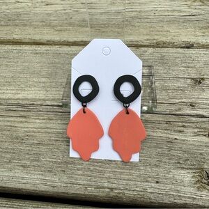 Orange and Black Polymer Clay Earrings